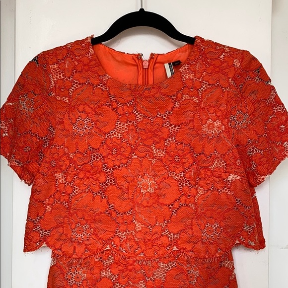 Topshop Coral Lace Cocktail Dress - Picture 5 of 8